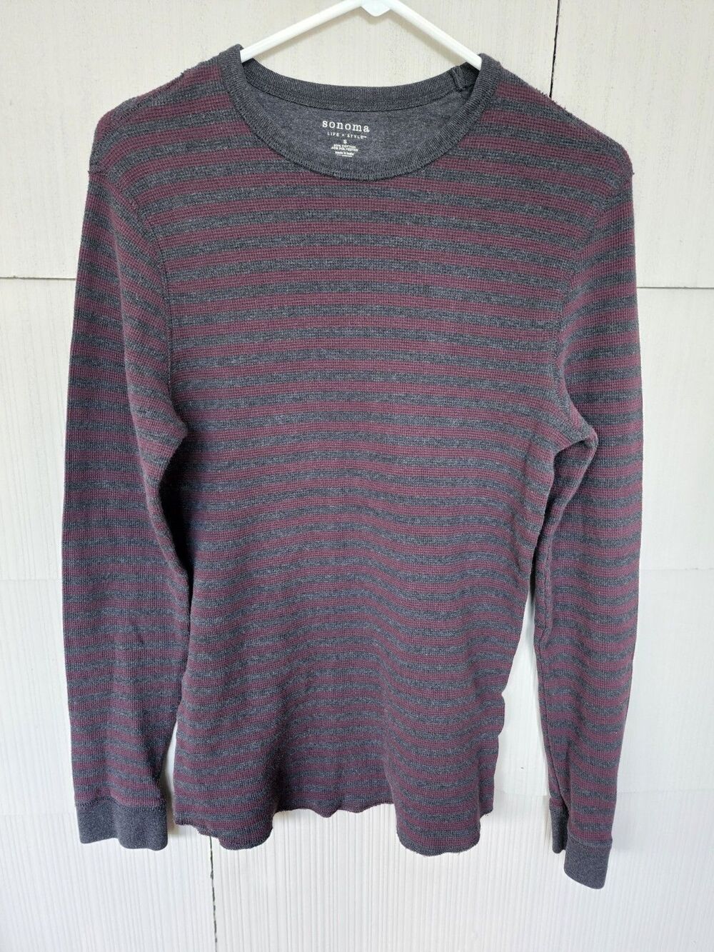 Sonoma Life Style Mens Small Maroon And Gray Longsleeve